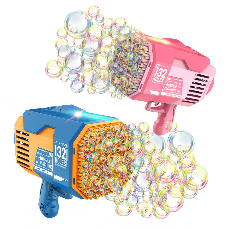 The popular 132-hole rocket launcher bubble machine, children's bubble blowing gun toy Gatling, wholesale at street stalls and night markets Application Scenario