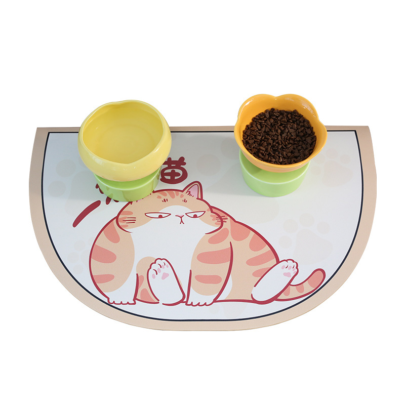 Pet cat placemats, cat bowls, food basins, waterproof and anti-slip MATS, food and tableware MATS for eating Application Scenario