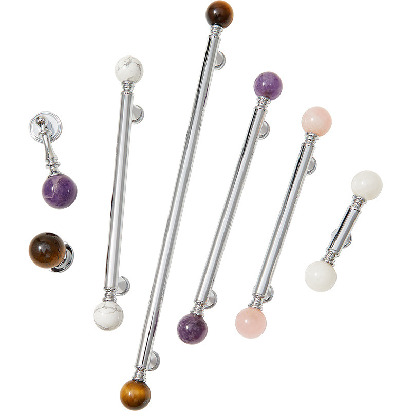 Modern, simple and durable indoor door handle with metal rod, gemstone handle and hardware pull Item Picture