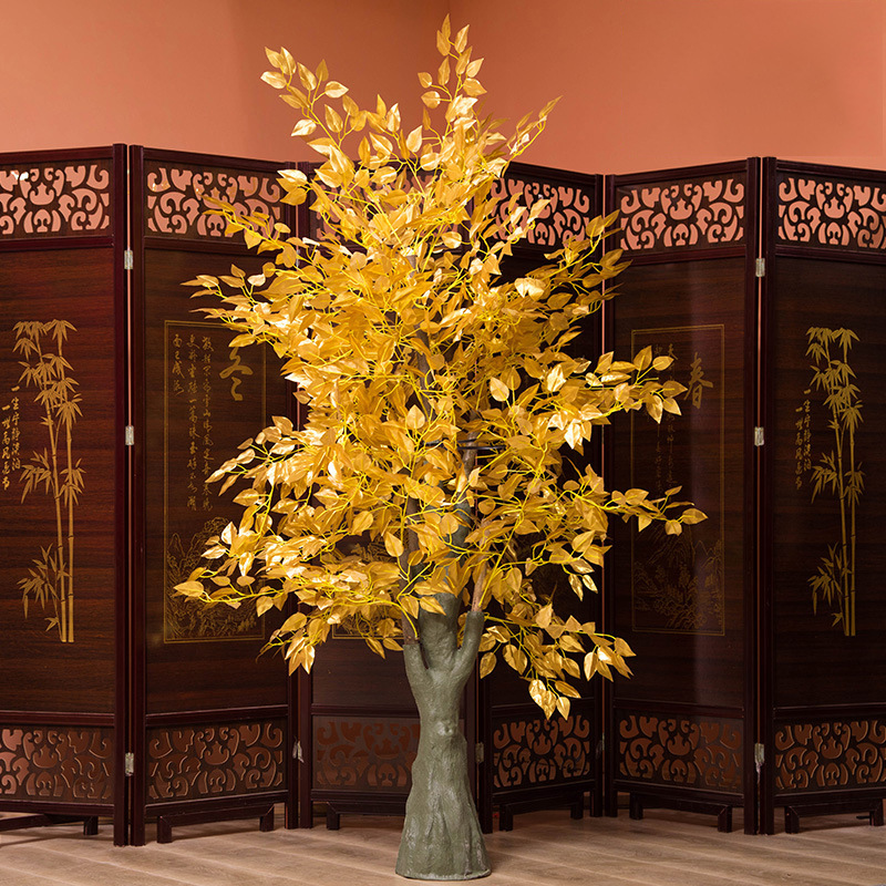 仿真金榕树摇钱树许愿树大型假树发财树新年红包树商场酒店装饰树细节图