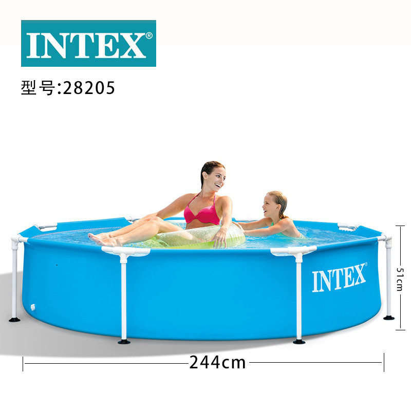 INTEX28205 Family swimming pool, 8-foot circular tube frame water pool, children's outdoor frame water play pool Specification image