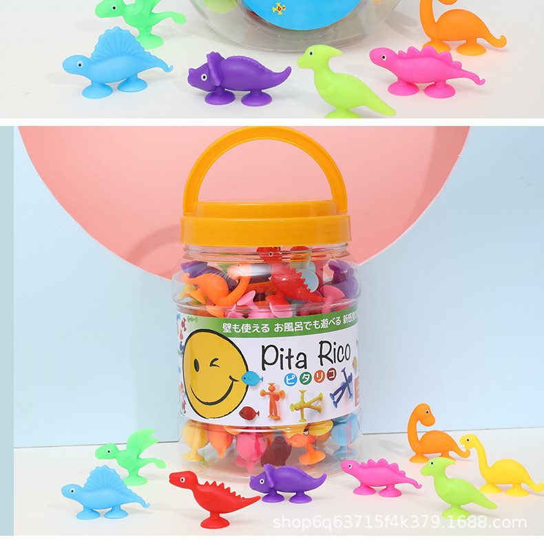 DIY soft adhesive Jigsaw puzzle building blocks, children's bath and bathroom suction fun dinosaur suction cup toys Application Scenario