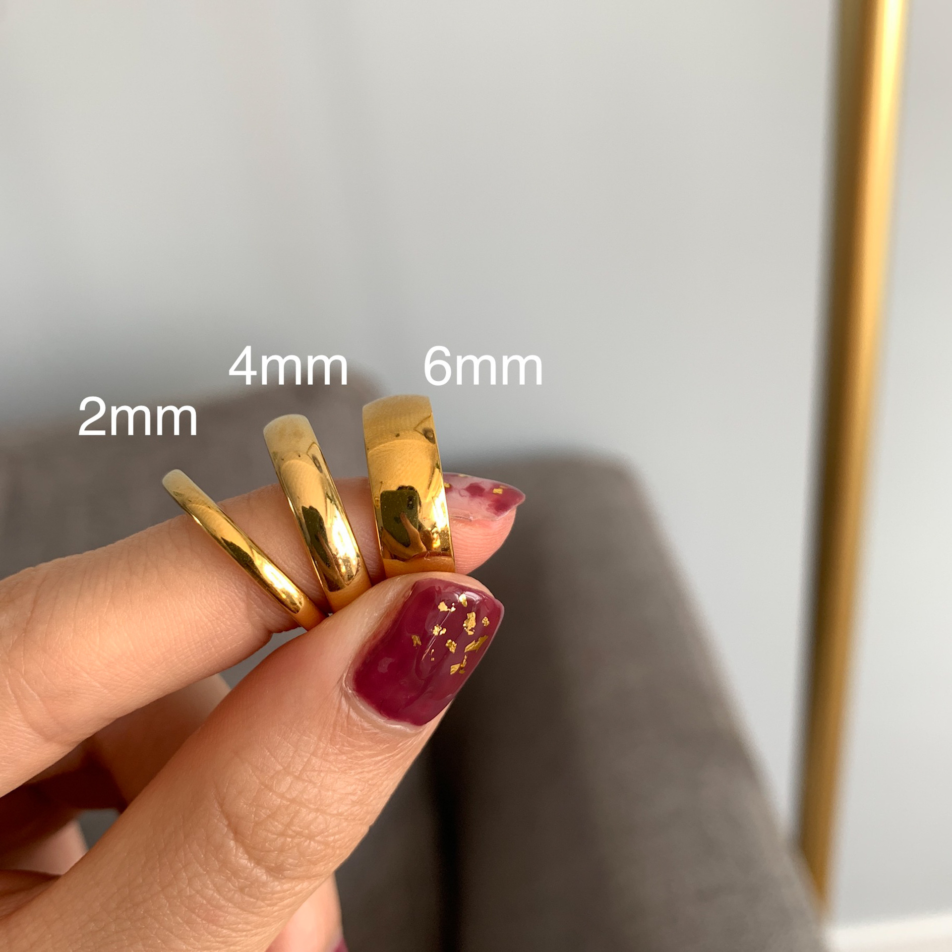 ins non-fading 18K colored gold Korean version approximately extremely fine two-joint smooth surface ring, women's index finger tail ring titanium steel jewelry