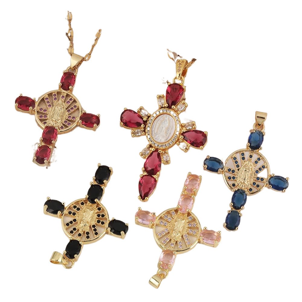 A new cross-border cross-shaped zircon 18k gold necklace with a unique, light luxury and high-end feel, a versatile pendant accessory necklace Item Picture