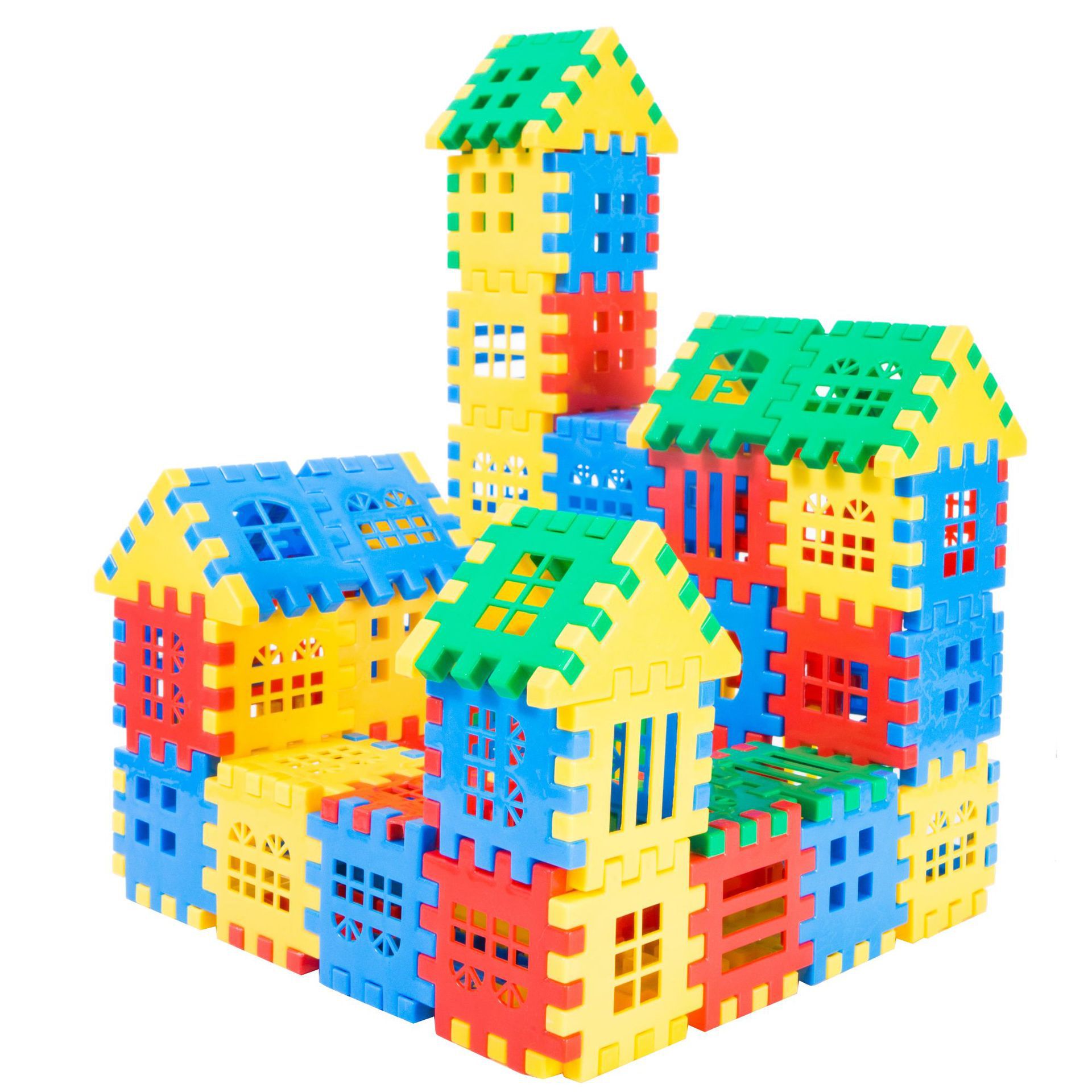 A 120-piece set of colored plastic interlocking house building block model Item Picture