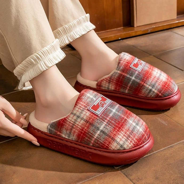 Big Mouth Monkey brand cotton slippers Winter new indoor home warm and anti-slip thick slippers for couples and women details Picture