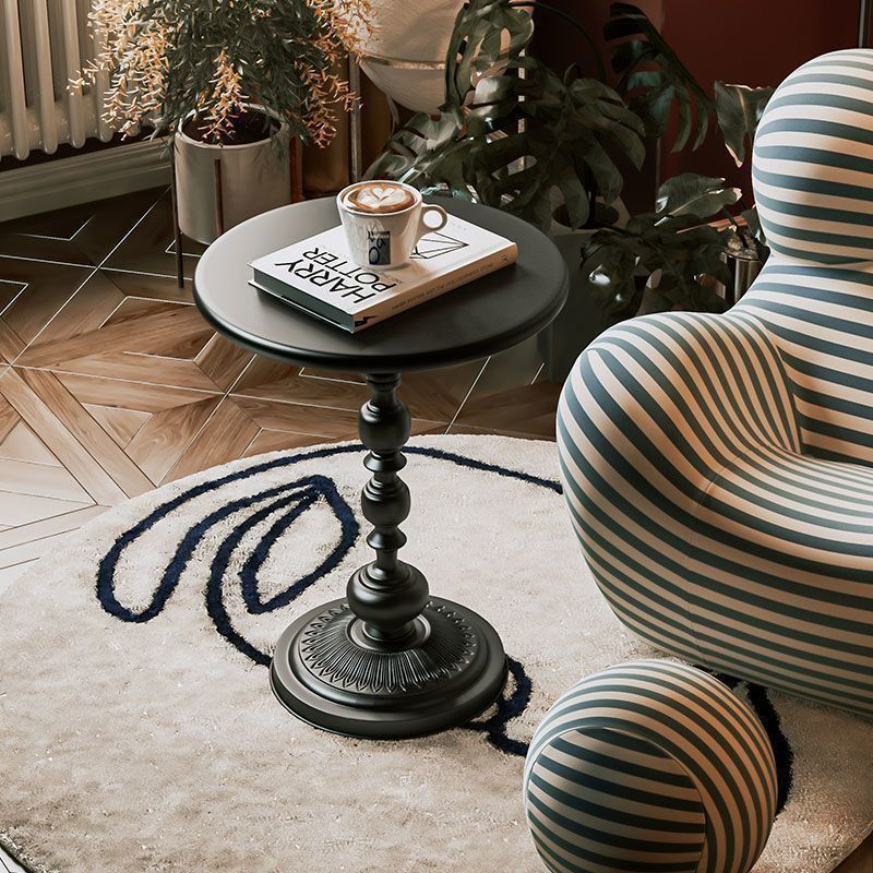 Light luxury sofa side table, living room small coffee table side table, retro corner table, iron headboard for storage, small round table on the balcony Specification image