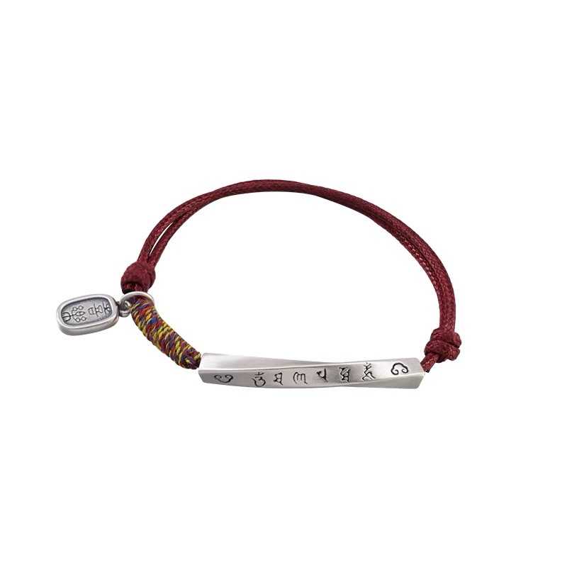 999 pure silver curved tube Chinese-style hand-woven rope bracelet, light luxury, ins, niche, exquisite and high-end bracelet, personalized jewelry Item Picture