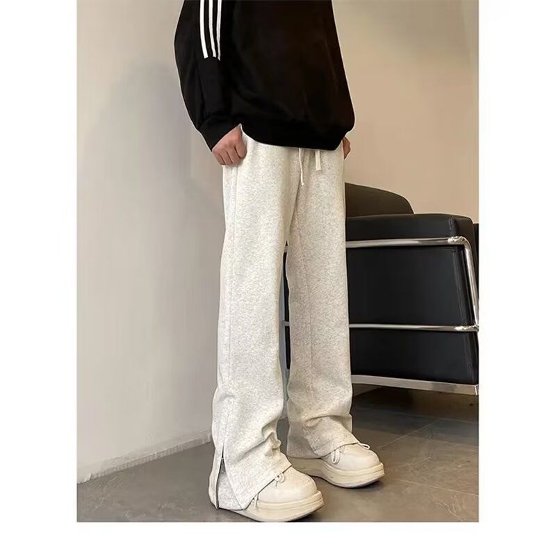 Autumn and winter corduroy casual pants, men's split sport pants, drape sweatpants, trendy wide-leg straight-leg pants, cross-border consignment