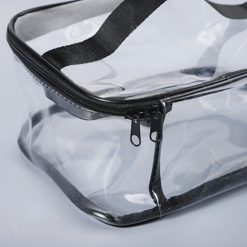 Transparent PVC toiletry bag, multi-functional cosmetics hand-held storage bag, travel large-capacity waterproof toiletry zipper bag Specification image