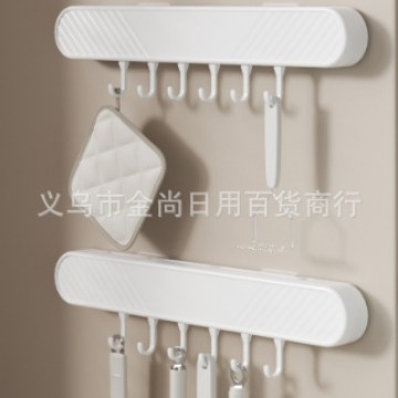 Kitchen hole-free knife rack, basin rack, clothes hanger behind the door, adhesive wall hanging, kitchenware storage, hanging rack, row hook Application Scenario