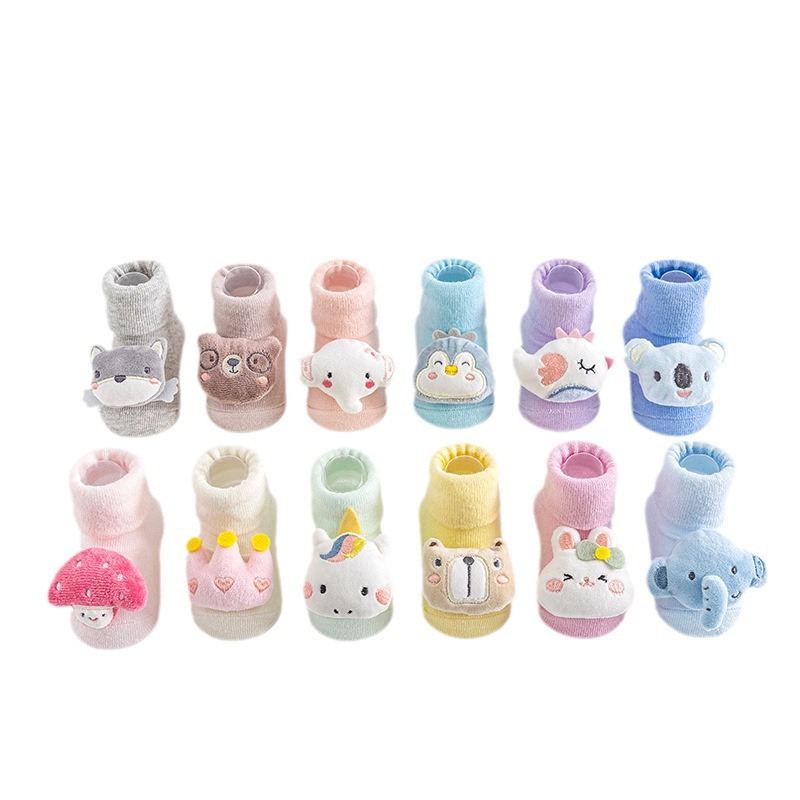 Baby socks, thin Class a children's socks, 0-9 months, cartoon doll socks, anti-slip with glue, soft floor for newborn babies Item Picture