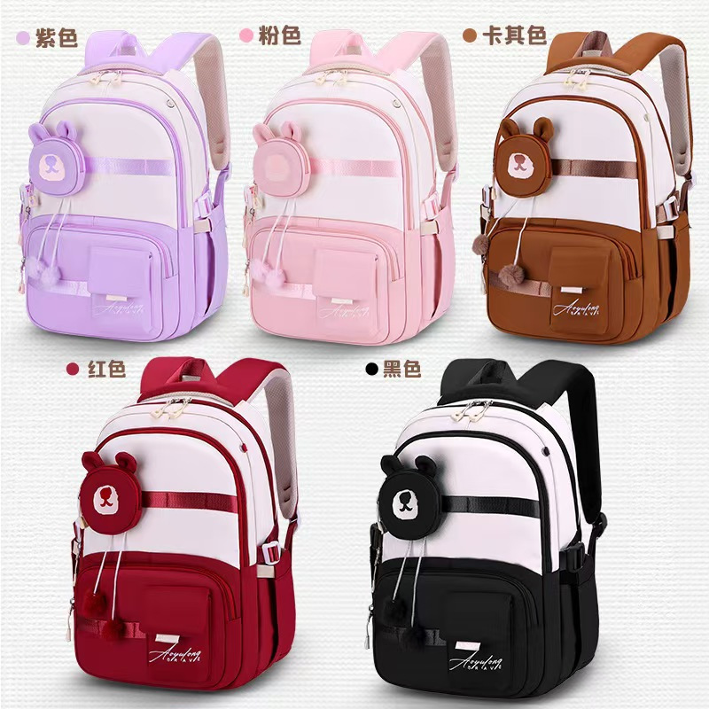 卡皮巴拉新款中小学生书包超轻护脊大容量学院风儿童双肩包