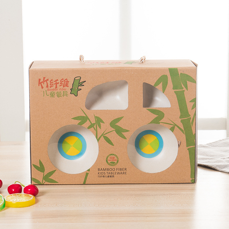 创意卡通环保竹纤维餐具套装五件套宝宝碗儿童餐盘竹纤维汽车餐具细节图