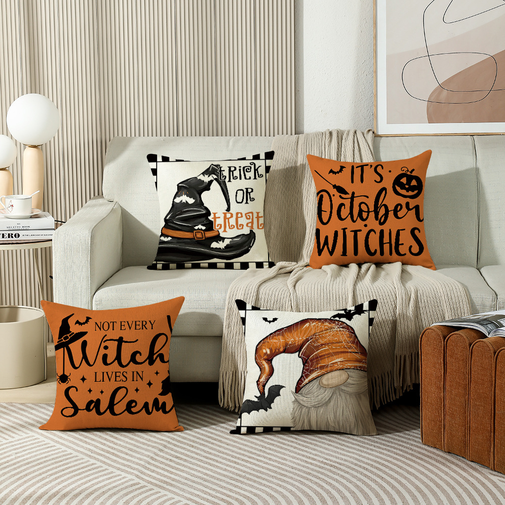 Halloween letter-printed pillowcase, polyester cross-border home decoration sofa cushion cover, living room and bedroom pillow cover