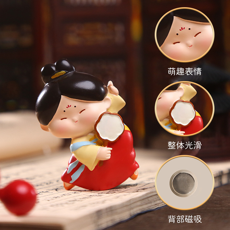 Tang Xiaotang shakes her head, refrigerator stickers, wall stickers, resin handicrafts, Chinese Tang style, Xi 'an gifts and souvenirs, Tang Lady Application Scenario