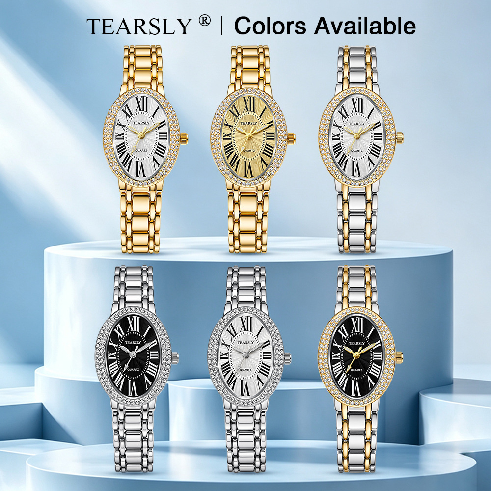 Cross-border bestseller bathtub diamond-encrusted women's watch, waterproof luminous quartz watch, new oval watch for women wholesale and customization Application Scenario