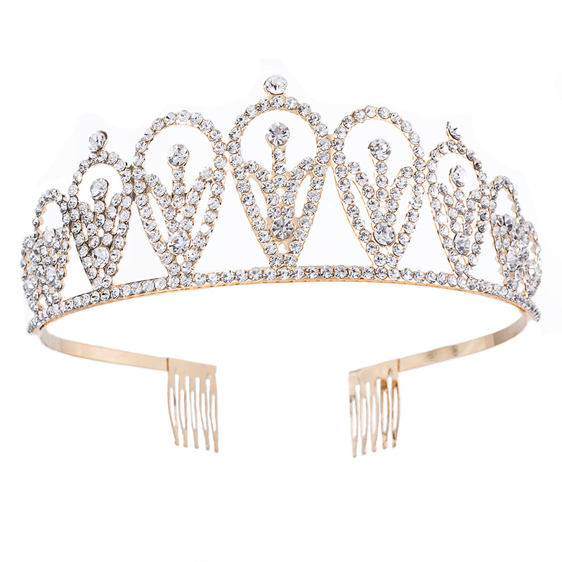 Aliexpress's best-selling cross-border trade, happy birthday! Full diamond comb crown, versatile water diamond crown for women's parties, wholesale hair accessories