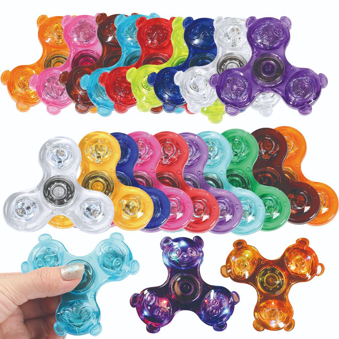 熊猫指尖陀螺水晶带灯夜光透明LED发光解压手指玩具减压潮流夜光