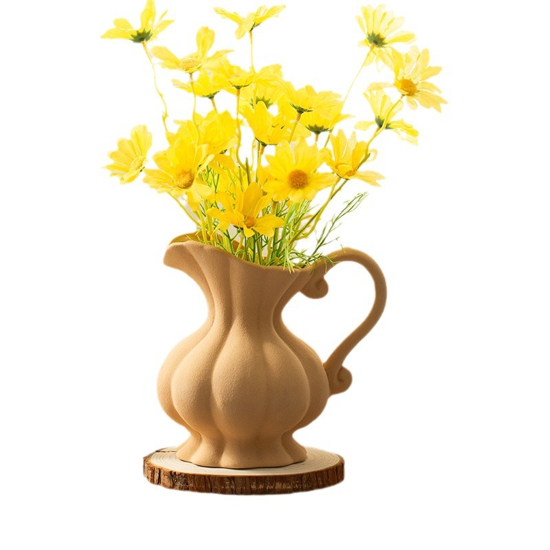2026 new style white ceramic vase, three or two plastic empty wine bottles, ceramic glass vase, small wine bottles Item Picture