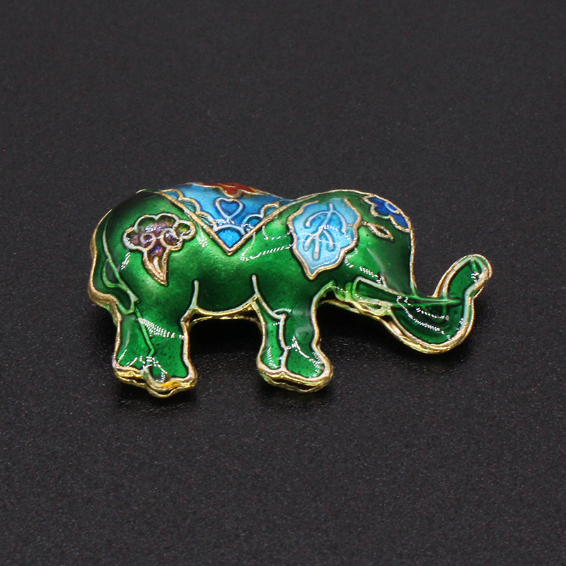 Traditional high-temperature enamel mechanism silver-blue ancient-style jewelry accessory, back cloud partition beads, cloisonne 31*19 elephant beads