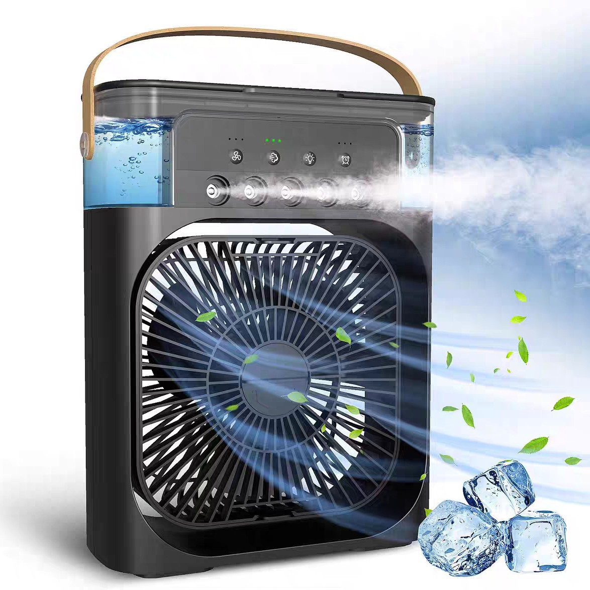 Cross-border bestseller: Five-hole spray fan for humidification and cooling, small fan for office and dormitory desks, silent cooling fan Specification image