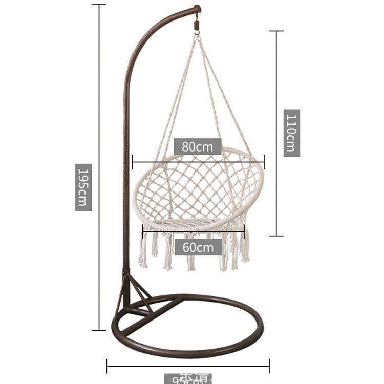 Sanjia outdoor hammock, indoor leisure, ins style, Nordic style swing, internet-famous cotton rope hanging chair, tassel hanging basket wholesale Application Scenario