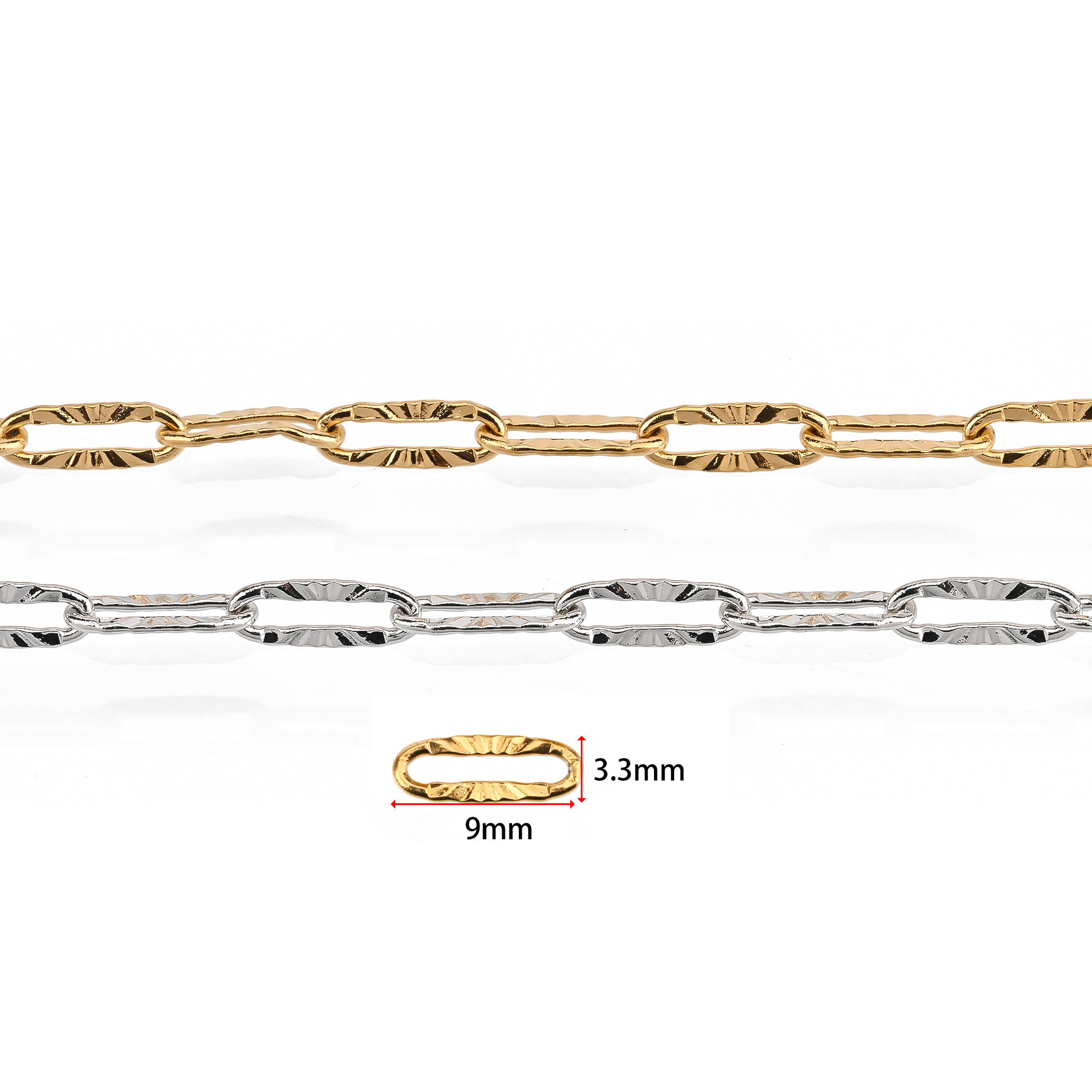 Cross-border best-selling stainless steel PVD vacuum electroplated chain flat wire long cross pressed sunflower pattern chain accessories details Picture