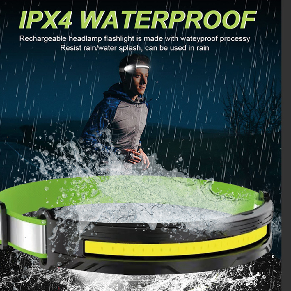 Outdoor sensor fishing headlamp, waterproof for home use, long-lasting battery, USB charging, high-brightness LED lighting, dual light source, wearable Application Scenario