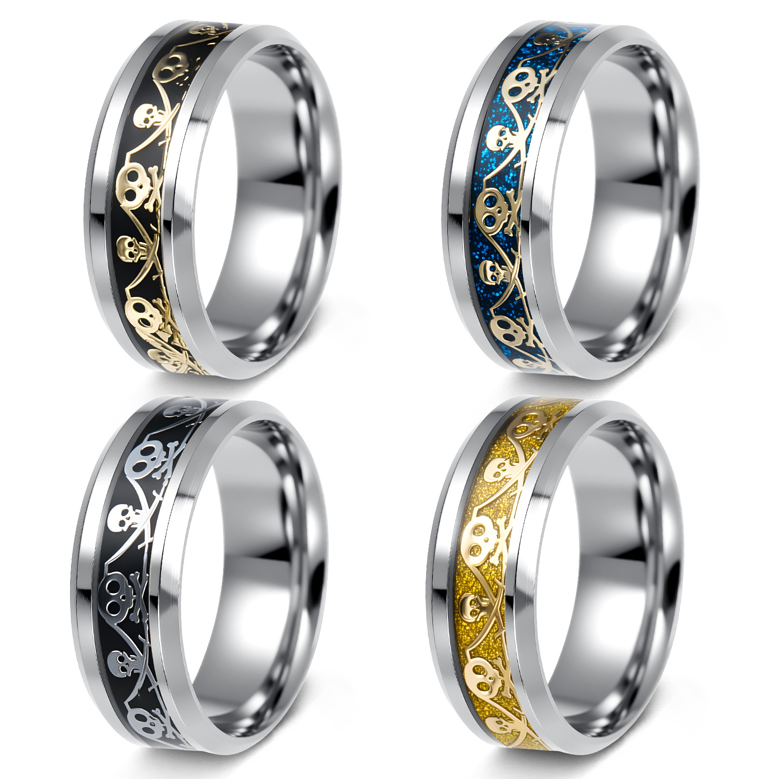 European and American retro, exaggerated pirate captain men's and women's rings, Korean trendy punk rings for men's and women's accessories
