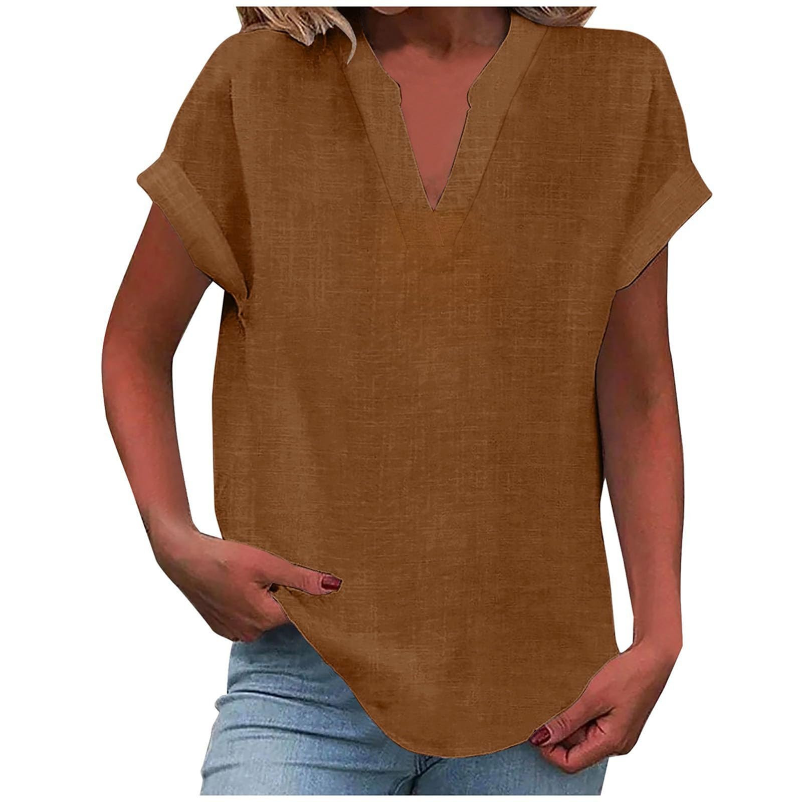 Amazon AliExpress Cross-border 2025 New Summer solid-color short-sleeved women's shirts for Europe and America full figure