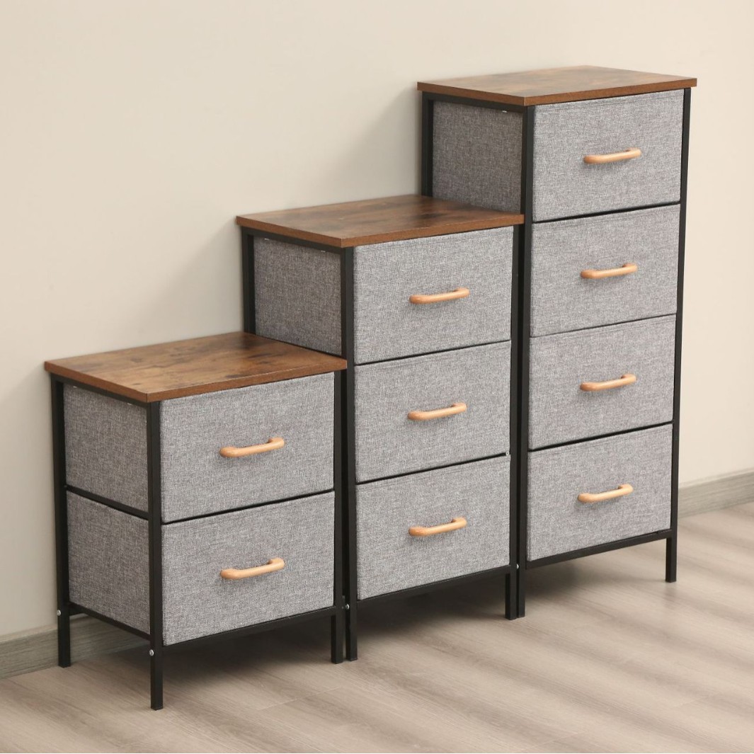 现代布艺抽屉式收纳柜箱子卧室储物柜多层组装家用宝宝玩具整理柜