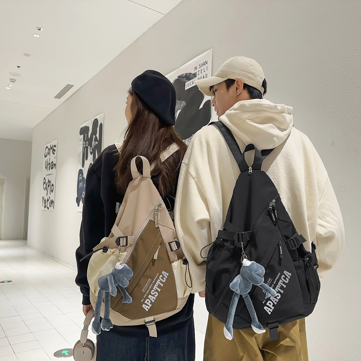 日系工装胸包男士潮牌尼龙运动休闲大容量单肩包机能斜挎包双肩包胸包多功能包包外贸箱包男包女包