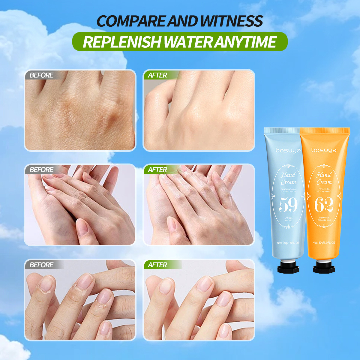 【OEM Factory Processing and Customization 】 5-pack hand cream with lingering fragrance, hydrating, moisturizing and nourishing hands, reducing hand wrinkles Application Scenario
