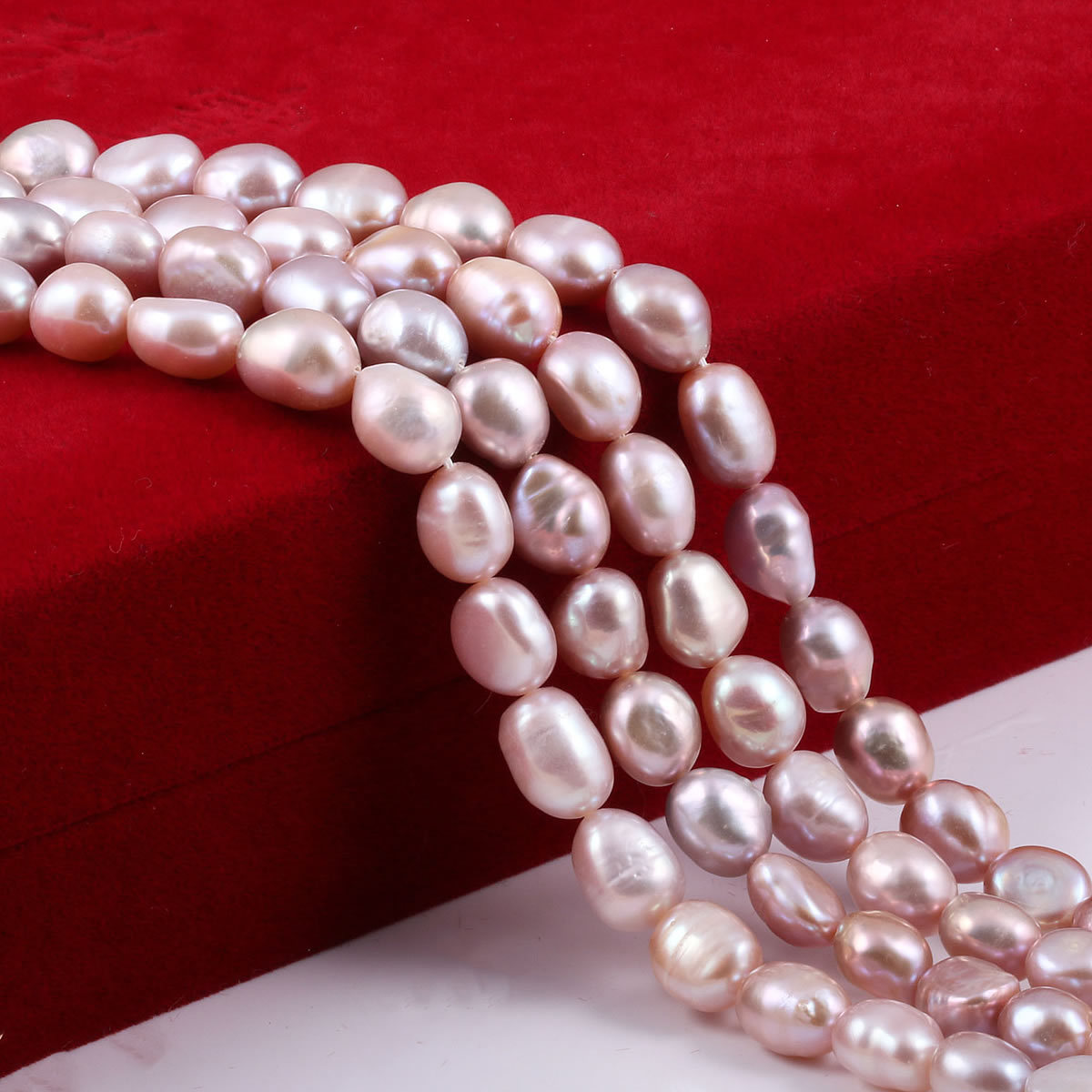 Natural freshwater pearl isolation beads, perforated loose beads, two-sided glossy pearl DIY necklace and bracelet accessories Item Picture
