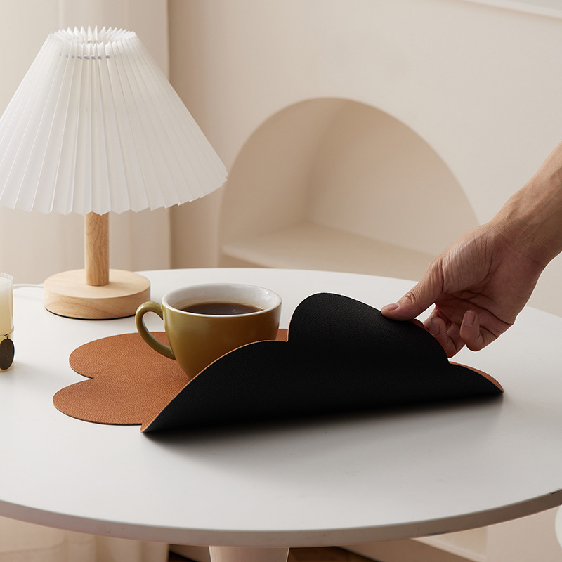 北欧皮革碗垫防油隔热垫云朵防水杯垫简约ins儿童餐垫宠物垫餐具详情图3