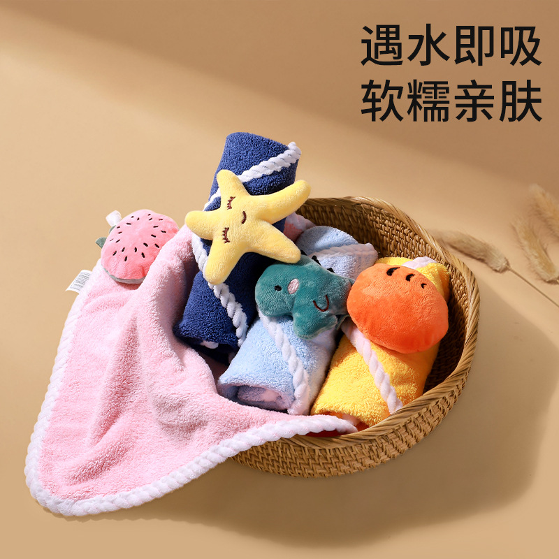 小毛巾加厚小方巾婴幼儿吸水家务清洁柔软手帕可挂式擦手巾可爱详情图2