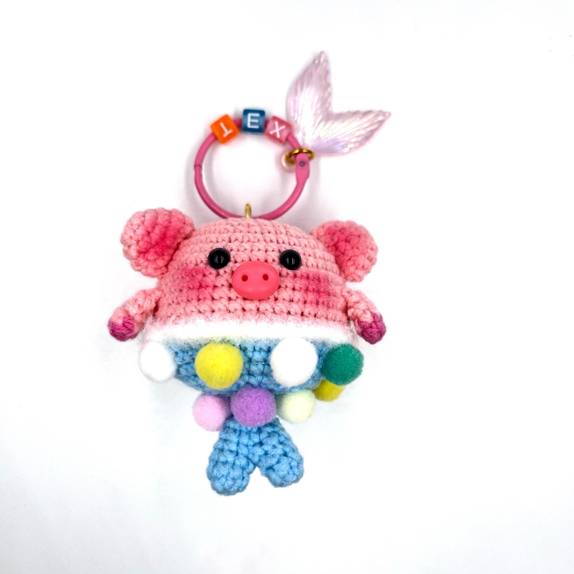Finished product: Pure hand-woven wool thread small mushroom red umbrella pendant, creative hand-woven doll key pendant Application Scenario