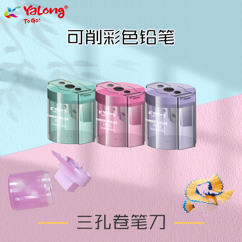 Cross-border manufacturer wholesale and direct sales of children's stationery pencil sharpeners, three-hole transparent pencil sharpeners, creative pencil sharpeners details Picture