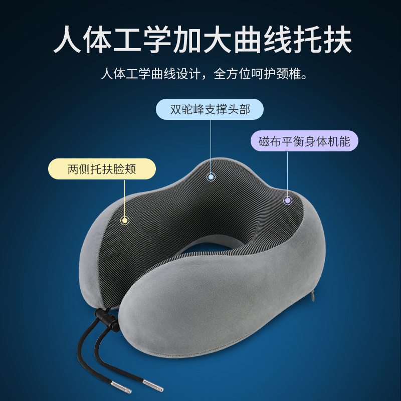 Wholesale hump magnetic therapy fabric U-shaped neck pillow, storage, travel nap pillow, cross-border special supply, memory foam U-shaped pillow details Picture