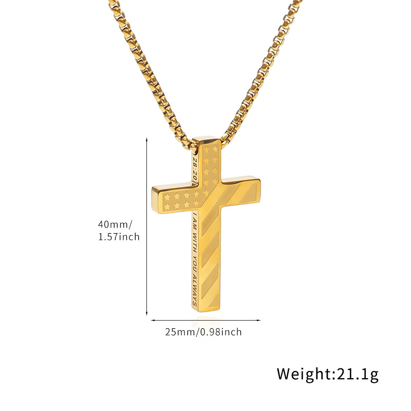 Best-selling stainless steel perforated cross corroded national flag cross necklace titanium steel laser men's pendant in Europe and America Application Scenario
