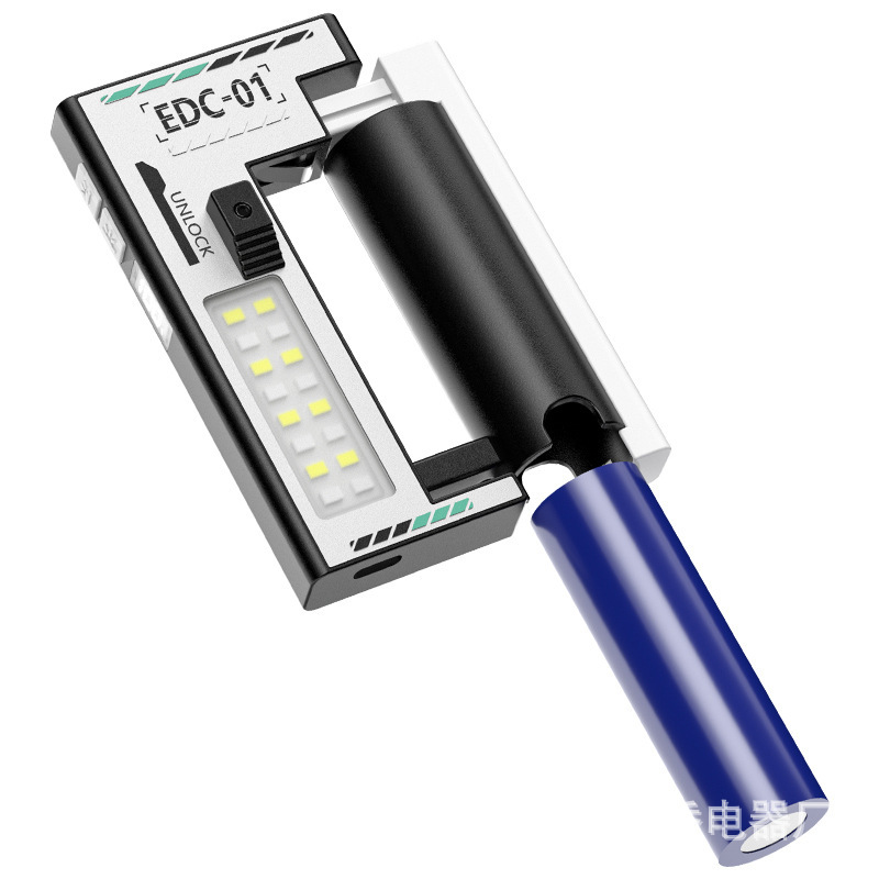 New cross-border fast-charging cyber mecha work light, large-capacity replaceable battery portable flashlight, high-brightness flashlight details Picture