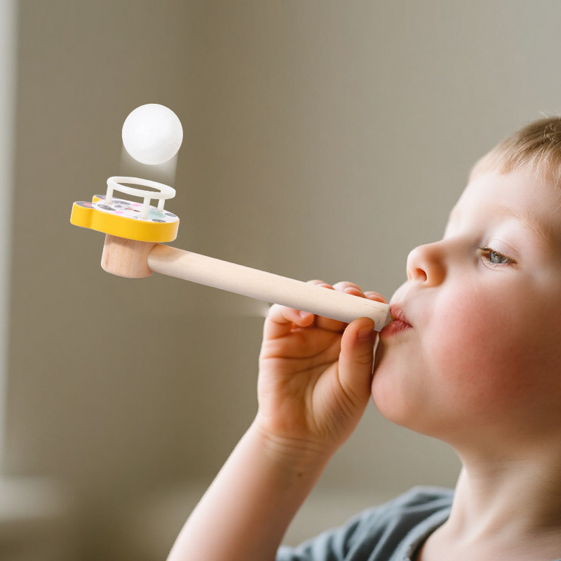 木质儿童悬浮吹球魔术80后经典怀旧吹气球悬浮球游戏感统训练玩具