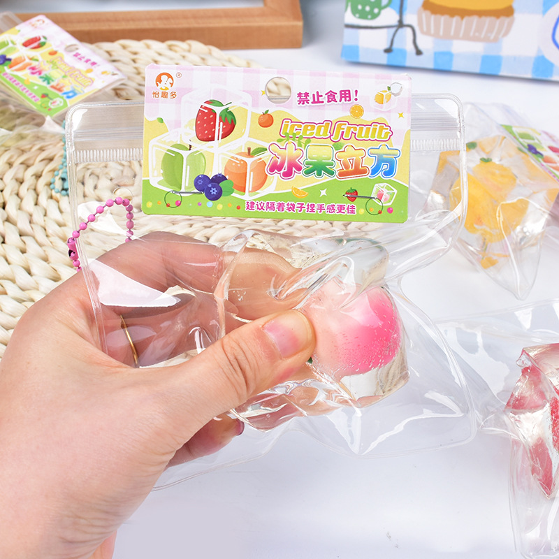 Cute ice cubes, big fruits, kneading fun children's stress-relieving toys, creative venting tools, slow rebound for stress relief Application Scenario