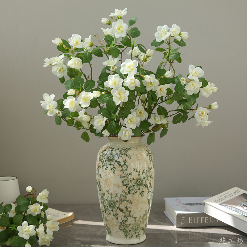 Simulated multi-headed small rose light luxury atmosphere flower arrangement, artificial flower decoration, living room everlasting flower bouquet, bionic flower ornaments Specification image