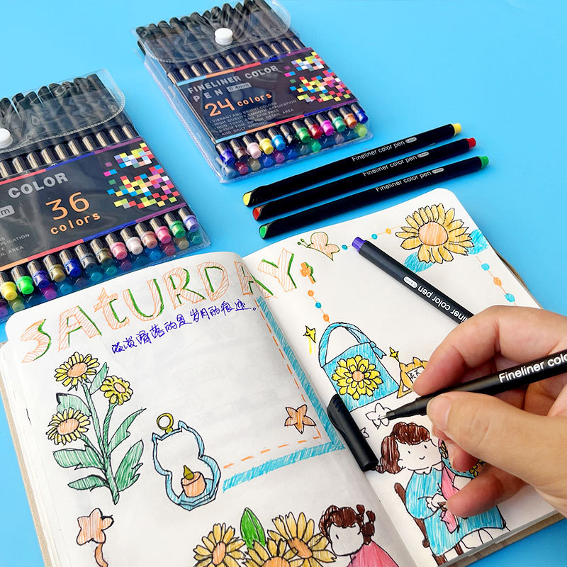 Wholesale of colored outlining pens, needle pens, water-based outline pens, drawing brushes, journal pens, art supplies, painting pen sets details Picture