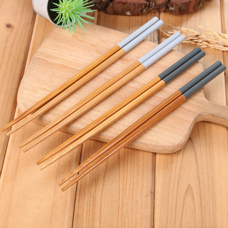 半截色漆筷礼盒装竹制筷子日式楠竹餐具地摊货源小额批发印logo