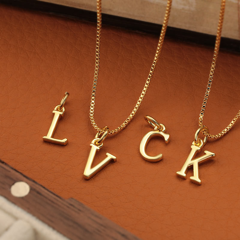 A new 26-letter copper electroplated DIY necklace pendant from Europe and America, a versatile and high-end necklace for women. Wholesale Specification drawing