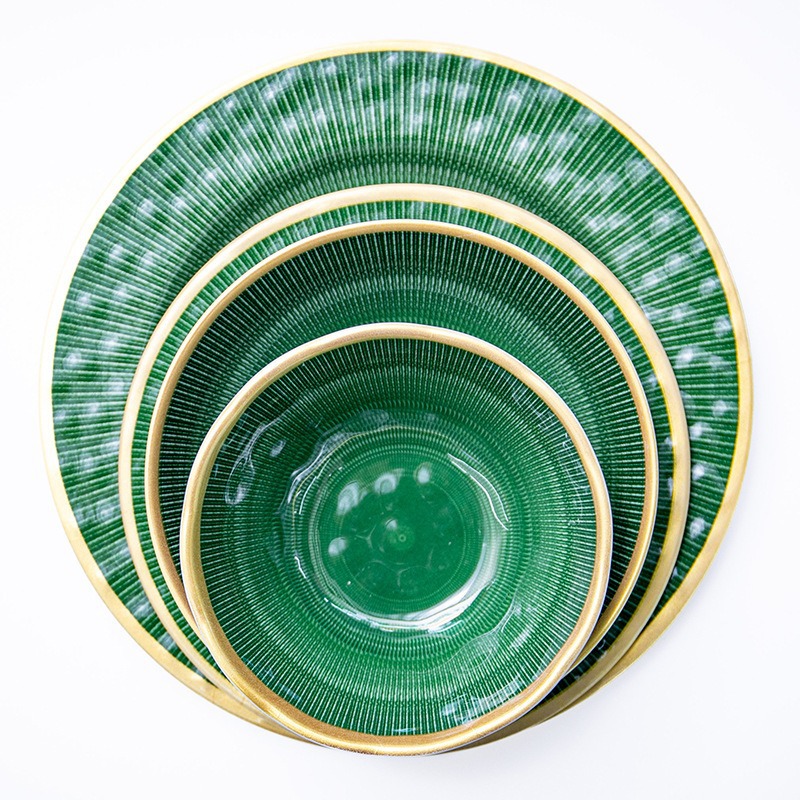 Export factory direct sales of bowl and plate sets, commercial hotel and restaurant vegetable plates, Western plates, seafood plates, melamine tableware wholesale full figure