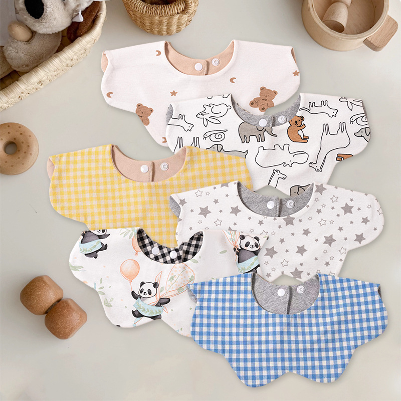 k**y韩国同款双面口水巾新生儿围嘴A类纯棉吸水亲肤防吐奶围兜